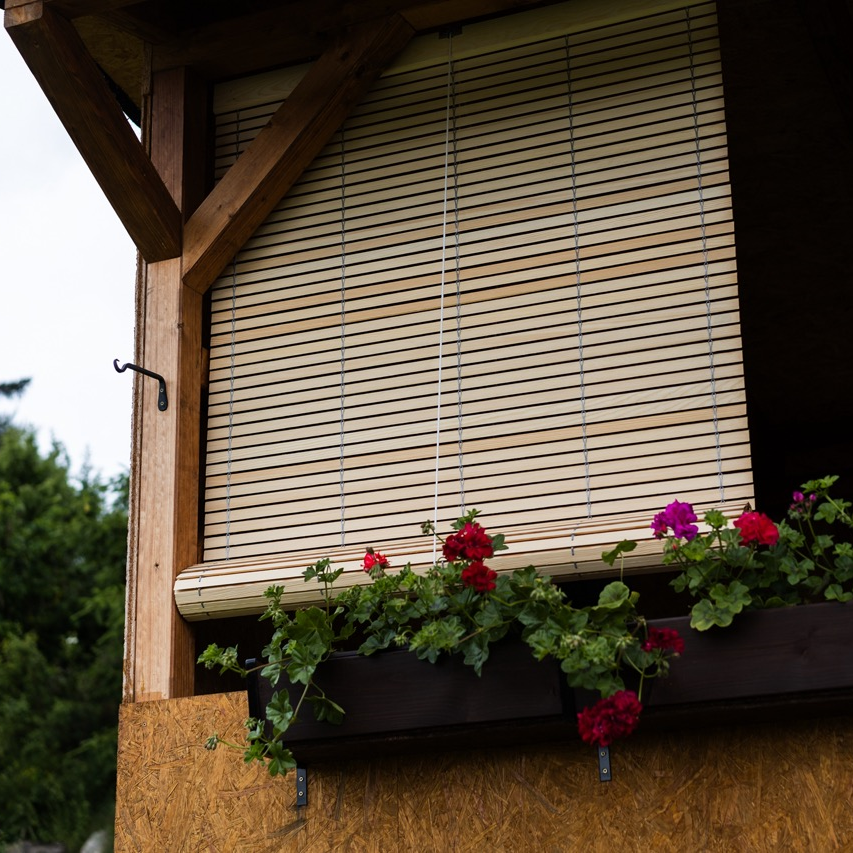 Fa pergola árnyékoló roló - natúr