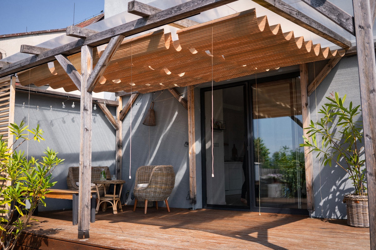 Bambusz pergola árnyékoló - világosbarna