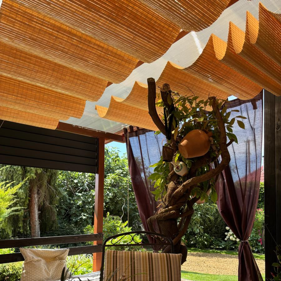 Bambusz pergola árnyékoló - világosbarna